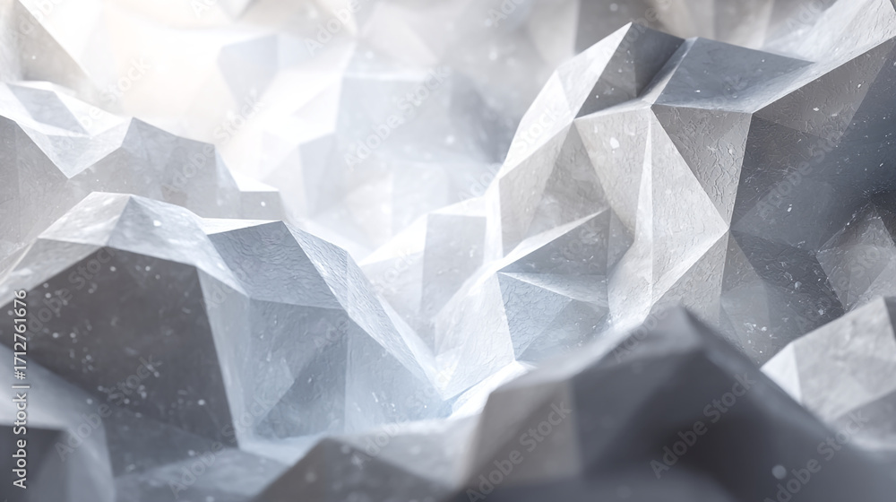 Poster abstract background featuring a low poly design with shades of gray and white color scheme
