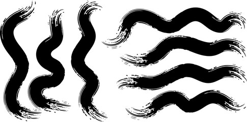 Minimal vector paint brush strokes sets art illustration design	