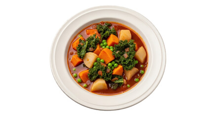 Isolated bowl of vegetable stew for healthy eating, rich in nutrients, full of flavor