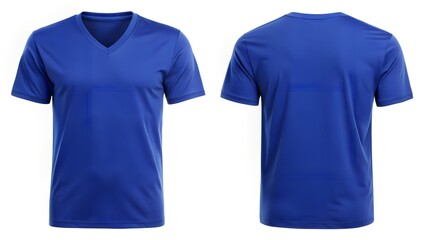 cobalt blue v neck large t shirt front and back