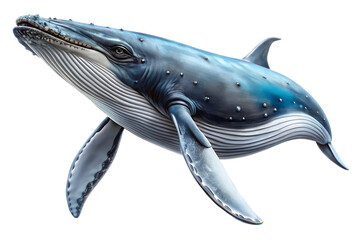 Fototapeta premium Blue Whale Swimming Underwater on Black Background