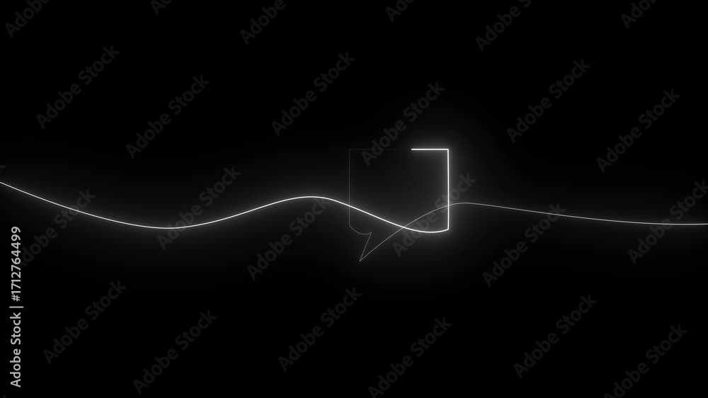 Poster white neon speech bubble and wave line on black background abstract communication symbol chat messag