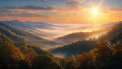 Autumn mountain sunrise