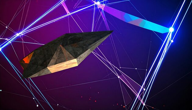 Futuristic spaceship in a network