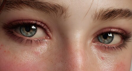 Obraz premium Close-Up of Tearful Eyes: Expressive Beauty with Delicate Skin Texture.