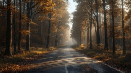 Obraz premium Autumnal forest road (2)