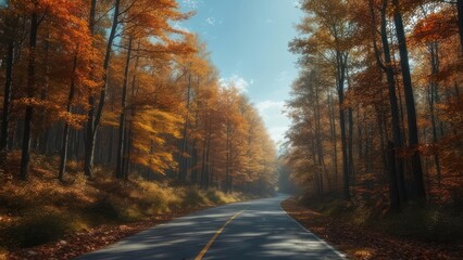 Obraz premium Autumnal forest road (1)
