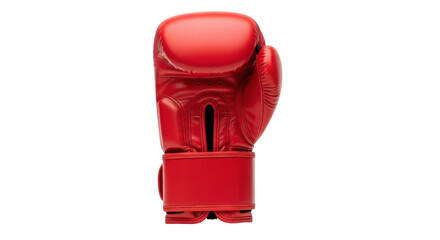 Isolated red leather boxing glove for fighting sport and protection of fist during the match