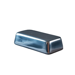 A single polished metallic rectangular bar isolated on transparent background