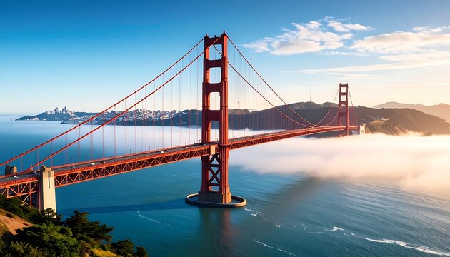 Golden Gate Bridge at Sunrise - Powered by Adobe
