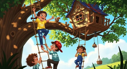 Kids Climb Treehouse.