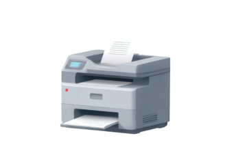 Office Printer in Modern Minimalist Design with Soft Gray Color and Isometric View for Business Use