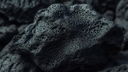 Close-up of dark volcanic rocks