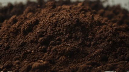 Close-up of dark brown soil