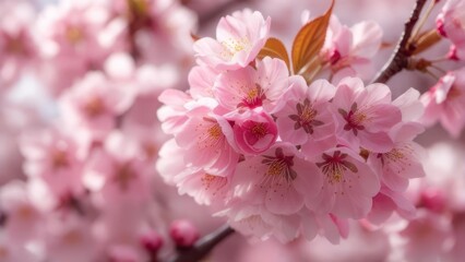 Close-up of delicate pink cherry blossoms