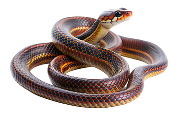 Obraz premium Colorful Snake Coiled Against Black Background reptile