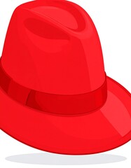 Fototapeta premium Red fedora hat, cartoon style