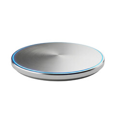 Sleek wireless charger with modern design and ambient blue light perfect for tech lifestyle branding