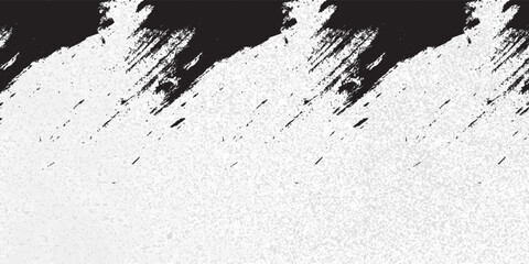 This black and white vector image displays a textured background with rough, abstract brushstrokes and scattered specks creating a dynamic and grungy aesthetic for various applications