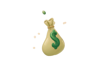 Money Bag with Dollar Sign in Simple Flat Design with Green Accent and White Background for Finance Illustration