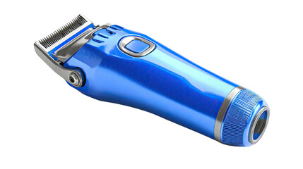 3D icon of blue electric hair trimmer clipper on white background