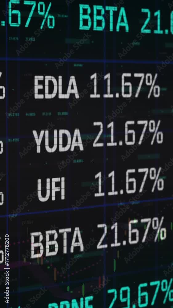 Poster animation of statistics and financial data processing