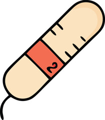 Doodle style syringe with red band and number 2 medical drawing for health and science