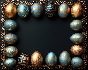 Decorative Easter eggs arranged in a frame