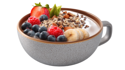 3D render of a healthy breakfast bowl illustration on white background