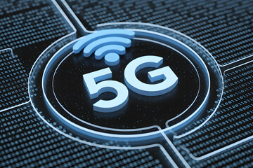 5g technology symbol with wireless icon on a digital background for fast internet connectivity