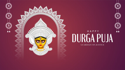 happy Durga puja illustrations. Durga Face. Subh Navratri	