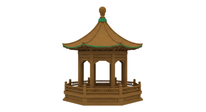 Isolated Wooden Garden Pagoda Structure, Ornamental Ornamental Architecture, Cultural Heritage