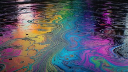Obraz premium Colorful, swirling oil slick