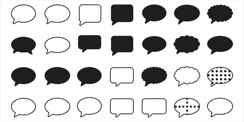 Large collection of speech and thought bubble icons in diverse styles speech bubble chat bubble
