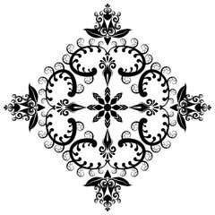Damask decorative elements. Classic black abstract floral elements for design. Perfect for invitations, cards, prints, illustrations, etc.