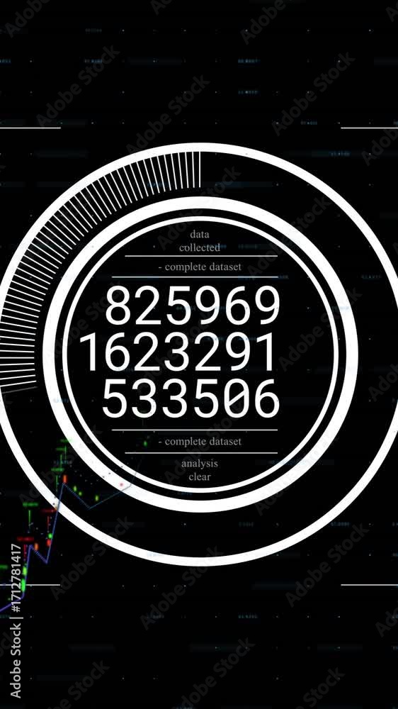 Aufkleber animation of scope scanning and data processing over black background