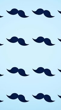 Animation of blue moustache repeated on blue backgroud