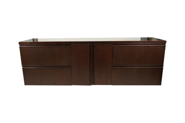 Dark Wood Media Console: Elegant Furniture for Modern Living Room PNG
