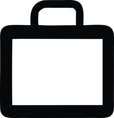 Simple black outline icon of a briefcase or portfolio for business travel and documents symbolizing work and professional essentials