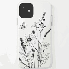 Minimalist Botanical Line Art of Wildflowers and Herbs – Elegant Floral Outline Illustration