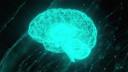 Digital brain with connection dots. Computer generated 3d render - Powered by Adobe