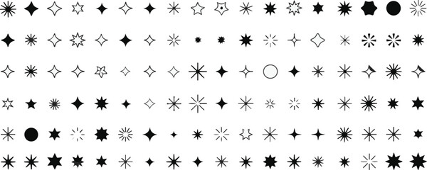 Sparkling Stars Collection Twinkling Light Shine Bright Decoration Ornament Symbol Icon