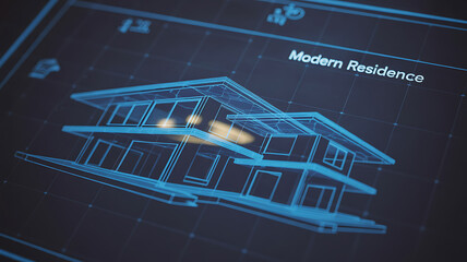 Futuristic modern residence architectural blueprint design