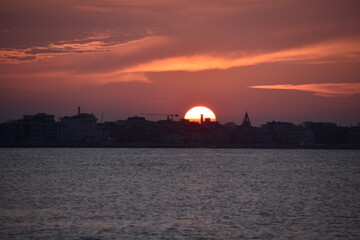 sunset over the city