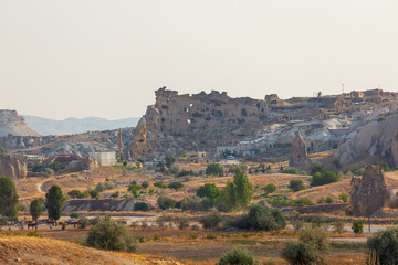 Fototapeta premium Volcanic rock formations landscape in Cappadocia, place of residence of ancient Christians