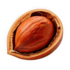 fresh open nut peeled and roasted with husk isolated on white background