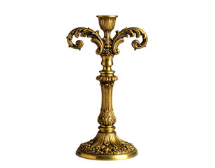 Fototapeta premium “Antique Baroque Brass Candlestick with Ornate Details, isolated on transparent background”.