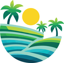 Bali indonesia tropical art island logo vector white background .