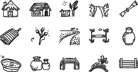 Editable EPS vector bundle featuring people, animals, farming tools, houses, nature, and household items. Scalable and commercial-use ready, perfect for design, branding, infographics, and creative pr