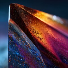 Abstract Crystal Facets with Sparkling Blue, Purple, and Orange Gradient